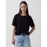 GAP Kadın Siyah Keten Karışımlı Relaxed T-Shirt