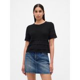 Gap Kadın Siyah Linen-Blend Pointelle Crop Kazak - XS