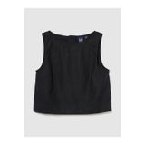 GAP Kadın Siyah Linen Karışımı Crop Shell Kolsuz Bluz