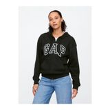 GAP Kadın Siyah Logo Fleece Fermuarlı Sweatshirt