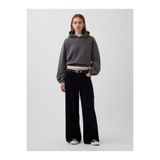 GAP Kadın Siyah Mid Rise Kadife Baggy Wide-Leg Pantolon