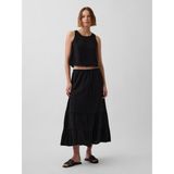 Gap Kadın Siyah Pamuk Gauze Tiered Easy Maxi Etek