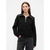 Gap Kadın Siyah Relaxed Çeyrek Fermuarlı Kazak - XS