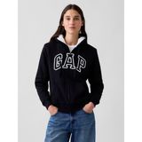 Gap Kadın Siyah Relaxed Gap Logo Sherpa-Astarlı Fermuarlı Sweatshirt - XL