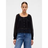 GAP Kadın Siyah Sheer Button-Front Transparan Gömlek