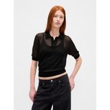 Gap Kadın Siyah Transparan Crop Polo Kazak - XS