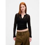 Gap Kadın Siyah Transparan Fitilli Henley Kazak - XL