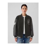 GAP Kadın Siyah Yün Varsity Logo Boyfriend Ceket