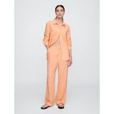 GAP Kadın Turuncu Mid Rise Keten Karışımlı Pull-On Wide-Leg Pantolon