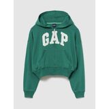 Gap Kadın Yeşil Fransız Havlu Kumaş Oversized Gap Logo Fermuarlı Sweatshirt