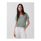 GAP Kadın Yeşil Organik Pamuk VintageSoft V-Yaka T-Shirt