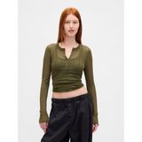 Gap Kadın Yeşil Transparan Fitilli Henley Kazak - XL