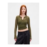 GAP Kadın Yeşil Transparan Fitilli Henley Kazak