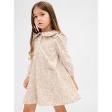 Gap Kız Bebek Açık Kahverengi Corduroy Ruffle Dantel Yaka Elbise - 3 Yaş
