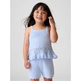 Gap Kız Bebek Açık Mavi Kroşe Kenar Kolsuz Bluz - 3 Yaş