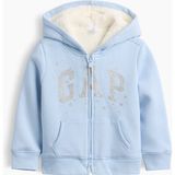 Gap Kız Bebek Açık Mavi Sherpa Astarlı Logo Fermuarlı Sweatshirt - 2 Yaş