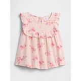 Gap Kız Bebek Açık Pembe Keten Karışımı Ruffle Bluz - 12 - 18 Ay