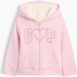 Gap Kız Bebek Açık Pembe Sherpa Astarlı Logo Fermuarlı Sweatshirt - 2 Yaş