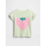 Gap Kız Bebek Açık Yeşil Ruffle 3D Grafik Baskılı T-Shirt - 2 Yaş