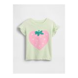 GAP Kız Bebek Açık Yeşil Ruffle 3D Grafik Baskılı T-Shirt