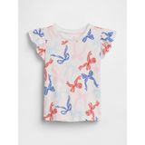 Gap Kız Bebek Beyaz Baskılı Fırfır Kol T-Shirt - 12 - 18 Ay