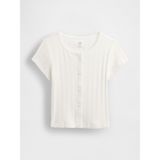 Gap Kız Bebek Beyaz Pointelle Fitilli T-Shirt - 5 Yaş