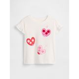 Gap Kız Bebek Beyaz Ruffle 3D Grafik Baskılı T-Shirt - 5 Yaş