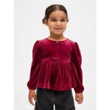 GAP Kız Bebek Kırmızı Kadife Fiyonk T-Shirt, 6-12 Ay