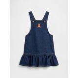 Gap Kız Bebek Koyu Mavi Brannan Bear Denim Salopet - 4 Yaş