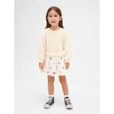 Gap Kız Bebek Krem Mixed Media Kalp Desenli Sweatshirt Elbise - 6 - 12 Ay