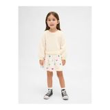 GAP Kız Bebek Krem Mixed Media Kalp Desenli Sweatshirt Elbise