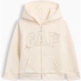 Gap Kız Bebek Krem Sherpa Astarlı Logo Fermuarlı Sweatshirt - 4 Yaş