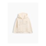 GAP Kız Bebek Krem Sherpa Astarlı Logo Fermuarlı Sweatshirt