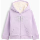 Gap Kız Bebek Lila Sherpa Astarlı Logo Fermuarlı Sweatshirt - 3 Yaş