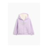 GAP Kız Bebek Lila Sherpa Astarlı Logo Fermuarlı Sweatshirt