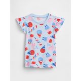 Gap Kız Bebek Mavi Baskılı Fırfır Kol T-Shirt - 6 - 12 Ay