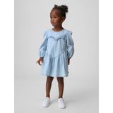Gap Kız Bebek Mavi Denim Ruffle Heart Elbise - 6 - 12 Ay