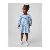 GAP Kız Bebek Mavi Denim Ruffle Heart Elbise