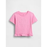 Gap Kız Bebek Pembe Fırfır Etekli Logo T-Shirt - 3 Yaş