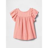 Gap Kız Bebek Pembe Keten Karışımlı Fırfır Kol Bluz - 4 Yaş