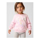 GAP Kız Bebek Pembe Logo Fransız Havlu Kumaş Sweatshirt