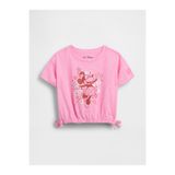 GAP Kız Bebek Pembe Organik Pamuk Bow Grafik Baskılı T-Shirt
