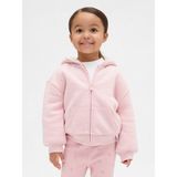 Gap Kız Bebek Pembe Sherpa Astarlı Payetli Fermuarlı Sweatshirt - 3 Yaş