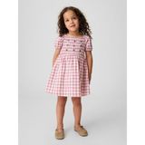 Gap Kız Bebek Pembe Smocked Yaka Kareli Elbise - 3 Yaş