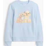 Gap Kız Çocuk Açık Mavi Bisiklet Yaka Grafik Baskılı Sweatshirt