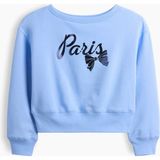 Gap Kız Çocuk Açık Mavi Relaxed Bisiklet Yaka Grafik Baskılı Sweatshirt