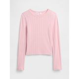 Gap Kız Çocuk Açık Pembe Fitilli Pointelle T-Shirt - XS