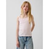 Gap Kız Çocuk Açık Pembe Waffle Dantel Kenarlı Cami Atlet - 4 - 5 Yaş