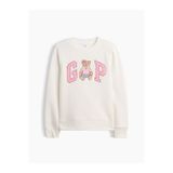 Gap Kız Çocuk Beyaz Bisiklet Yaka Grafik Baskılı Sweatshirt