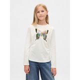 Gap Kız Çocuk Beyaz Flippy-Sequin Grafik T-Shirt - 2XL